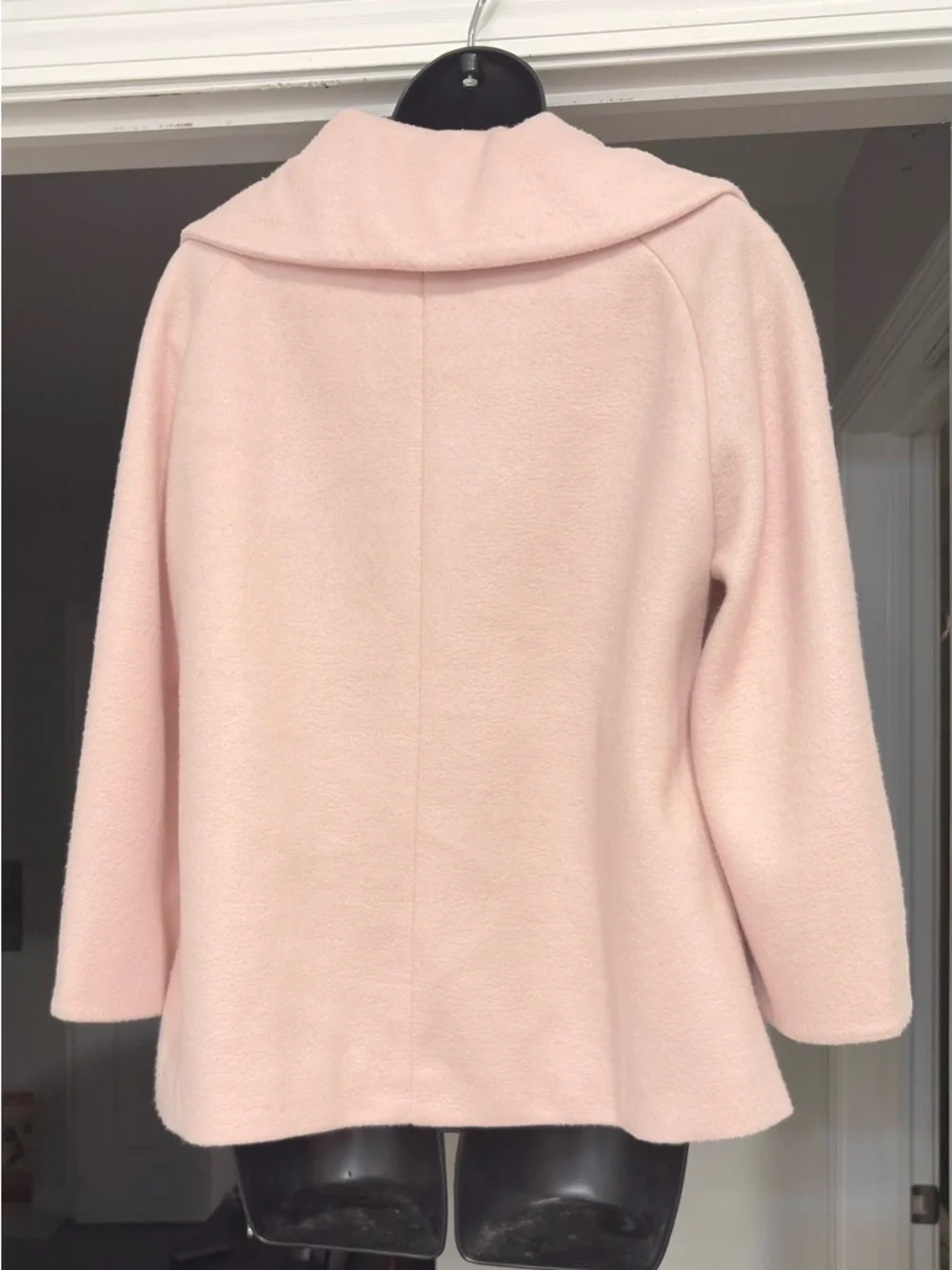 DUEPERDUE Blush Pink Felt Cape Jacket β Size 10 | Mod Collar Statement Coat - Picture 3 of 5